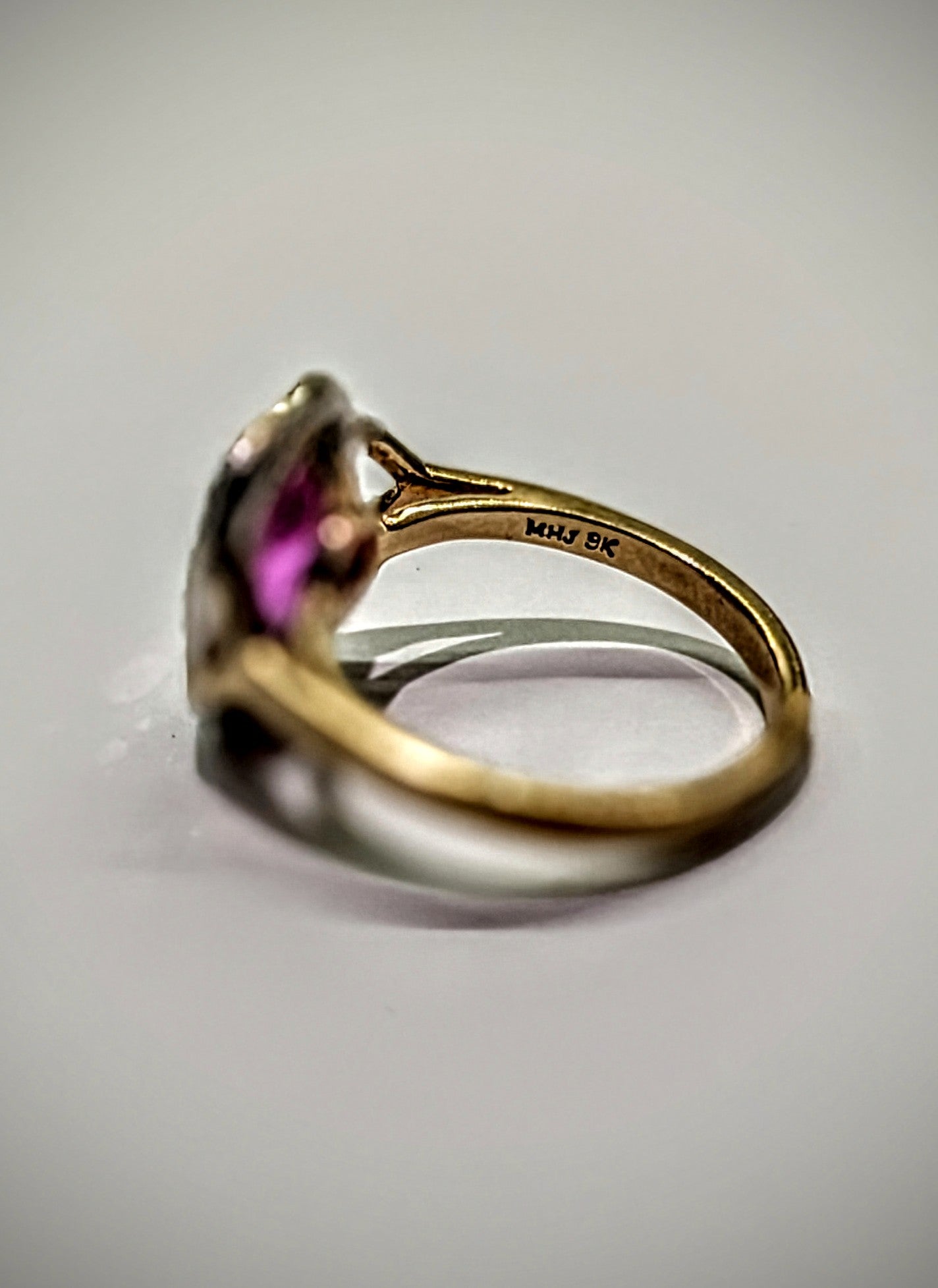 9ct Gold Pink Sapphire & Diamond Ring – Size N, 3.7g