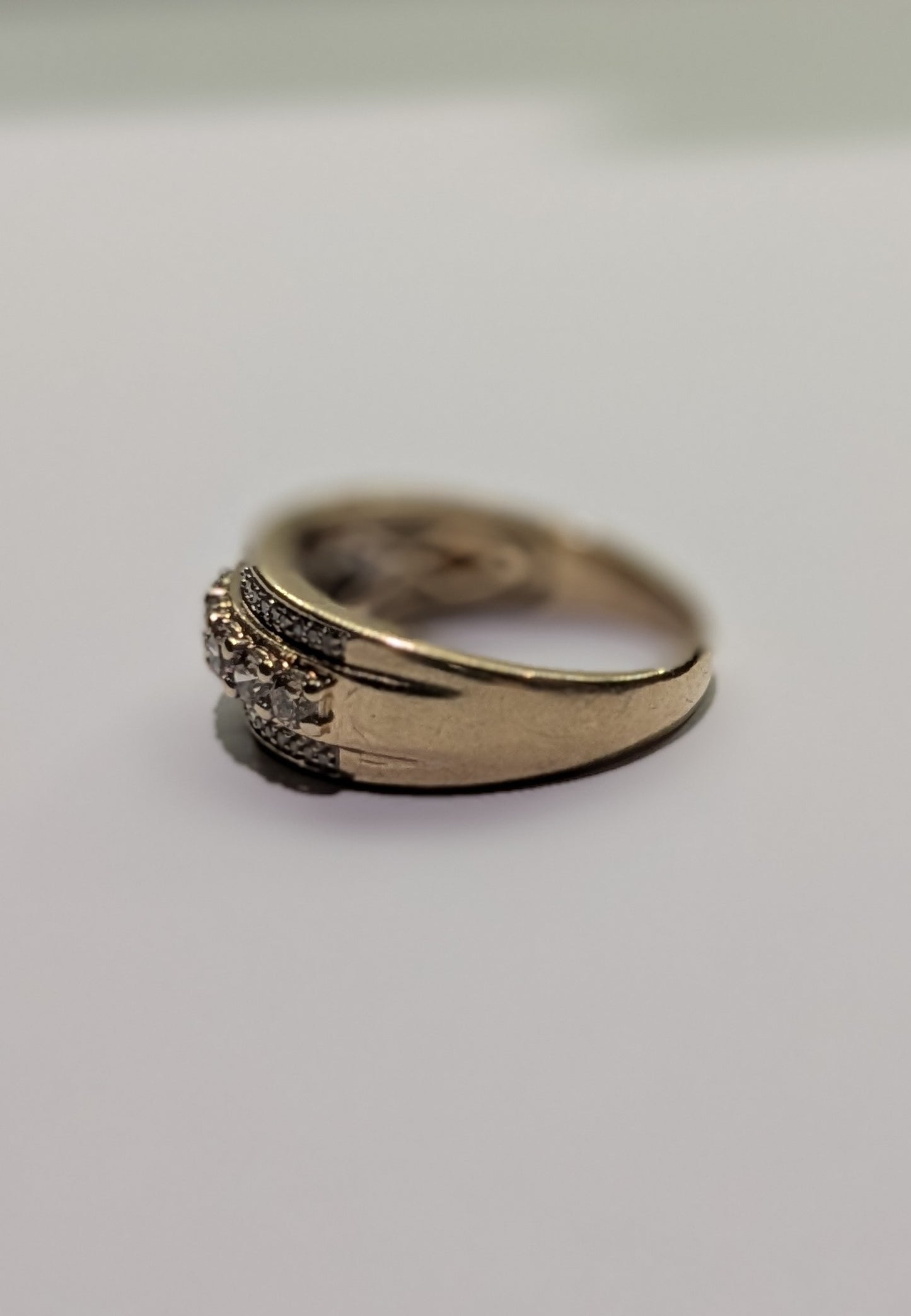 10ct Yellow Gold Wide Diamond Ring – Size U, 6.06g | Statement Band