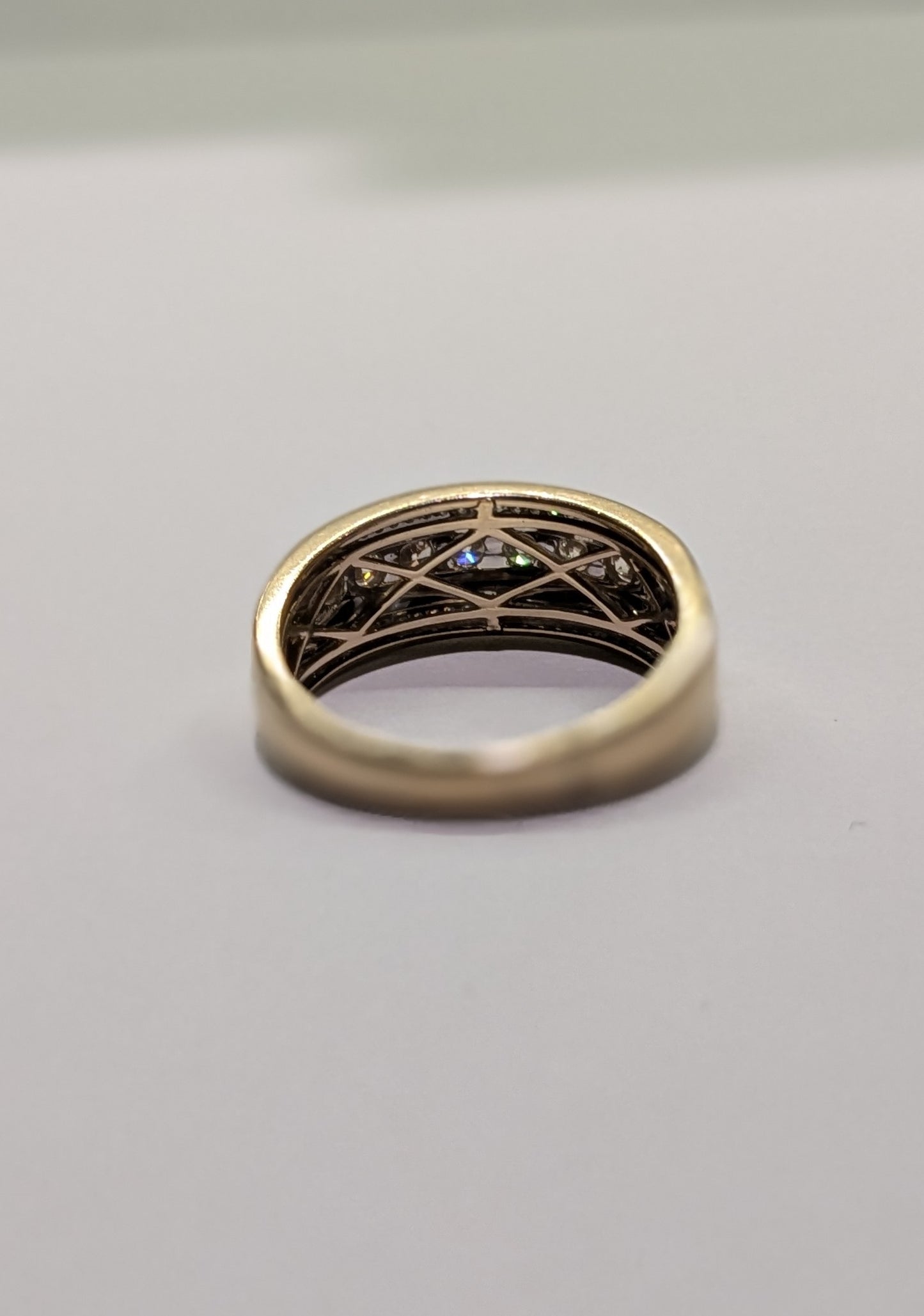 10ct Yellow Gold Wide Diamond Ring – Size U, 6.06g | Statement Band