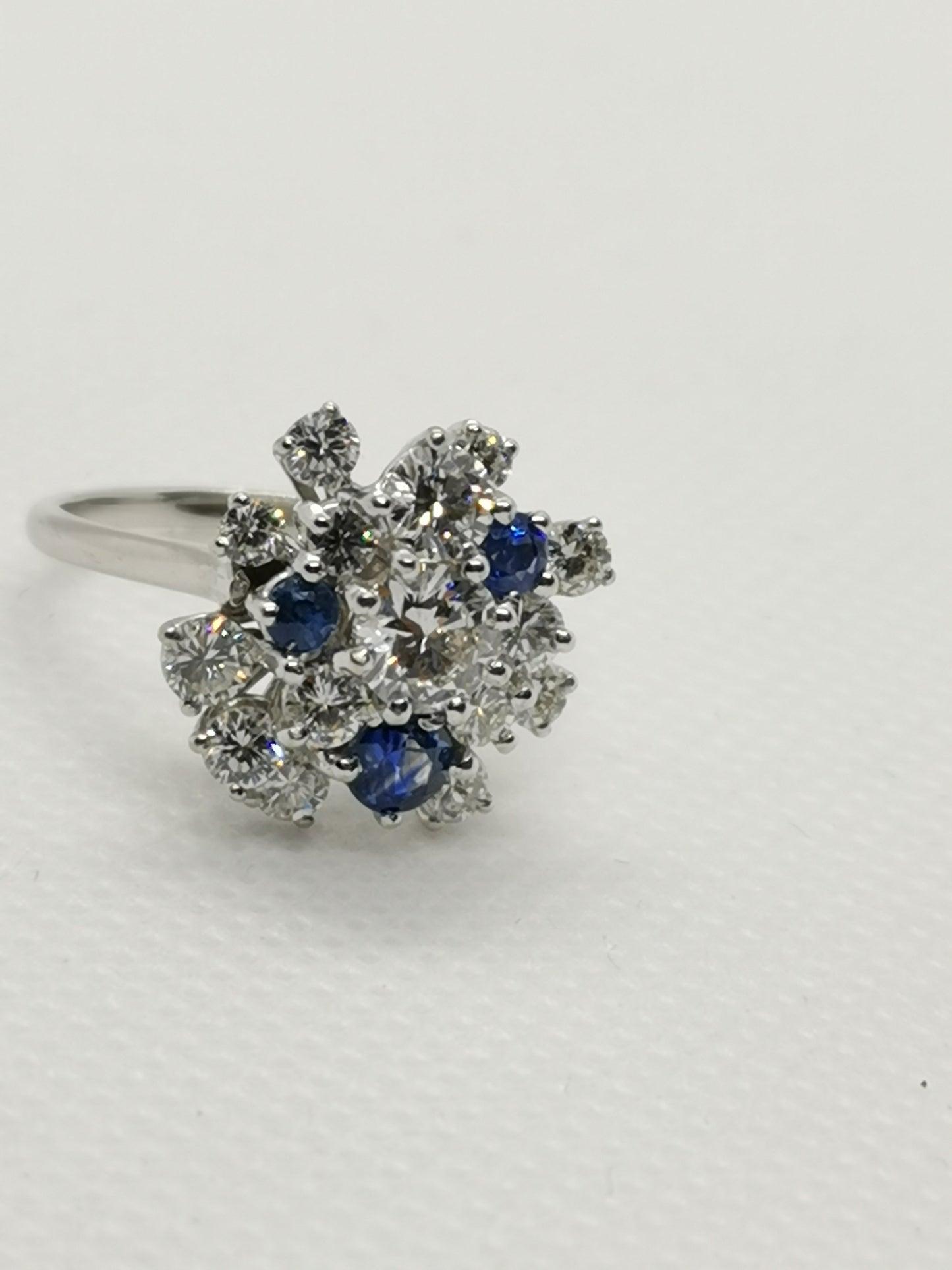High-Quality 18k White Gold Diamond & Sapphire Ring – Size L, 4.70g