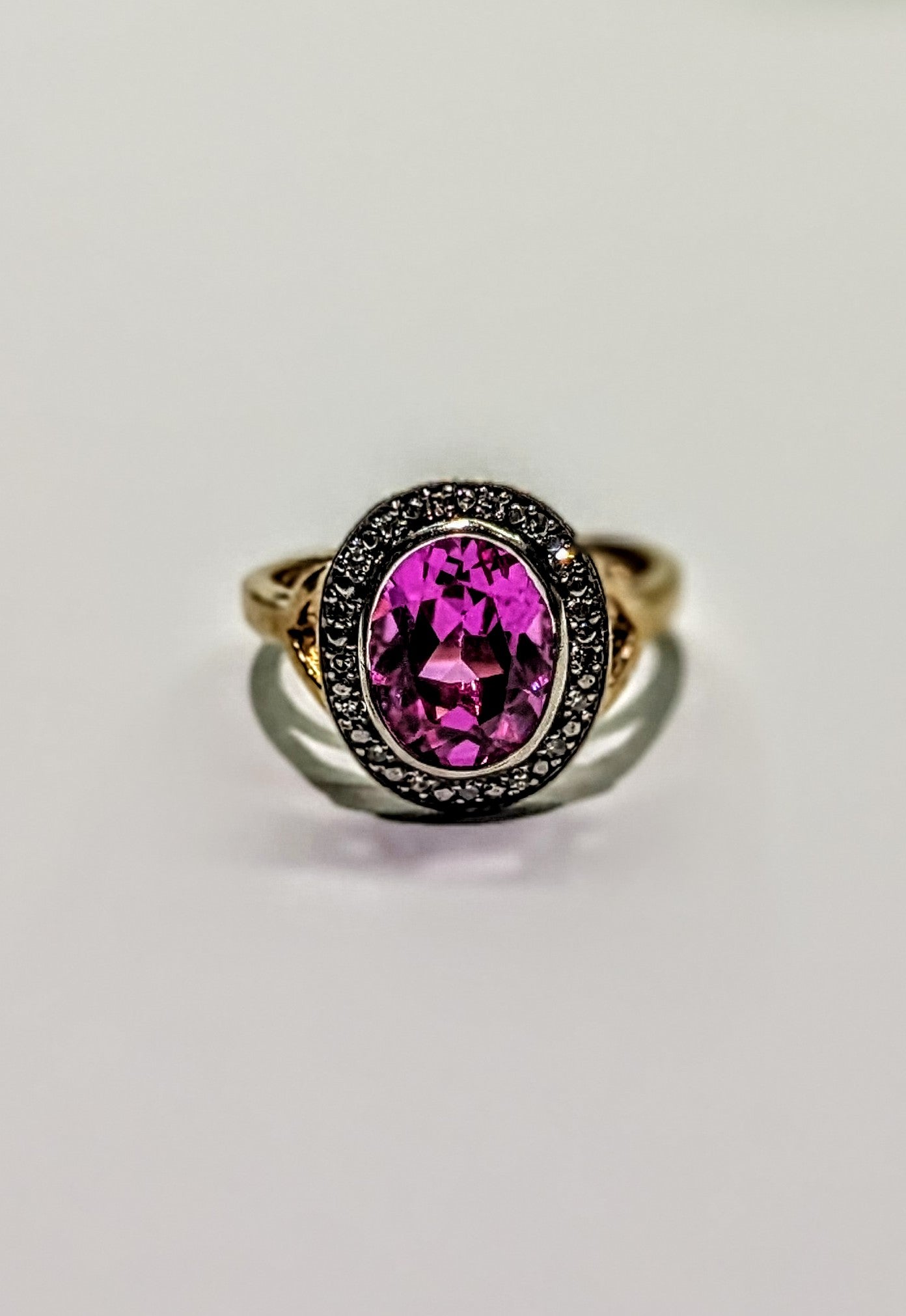 9ct Gold Pink Sapphire & Diamond Ring – Size N, 3.7g