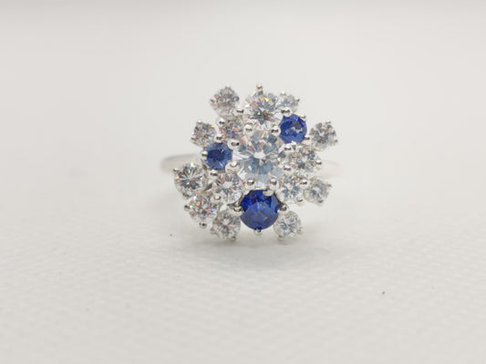 High-Quality 18k White Gold Diamond & Sapphire Ring – Size L, 4.70g