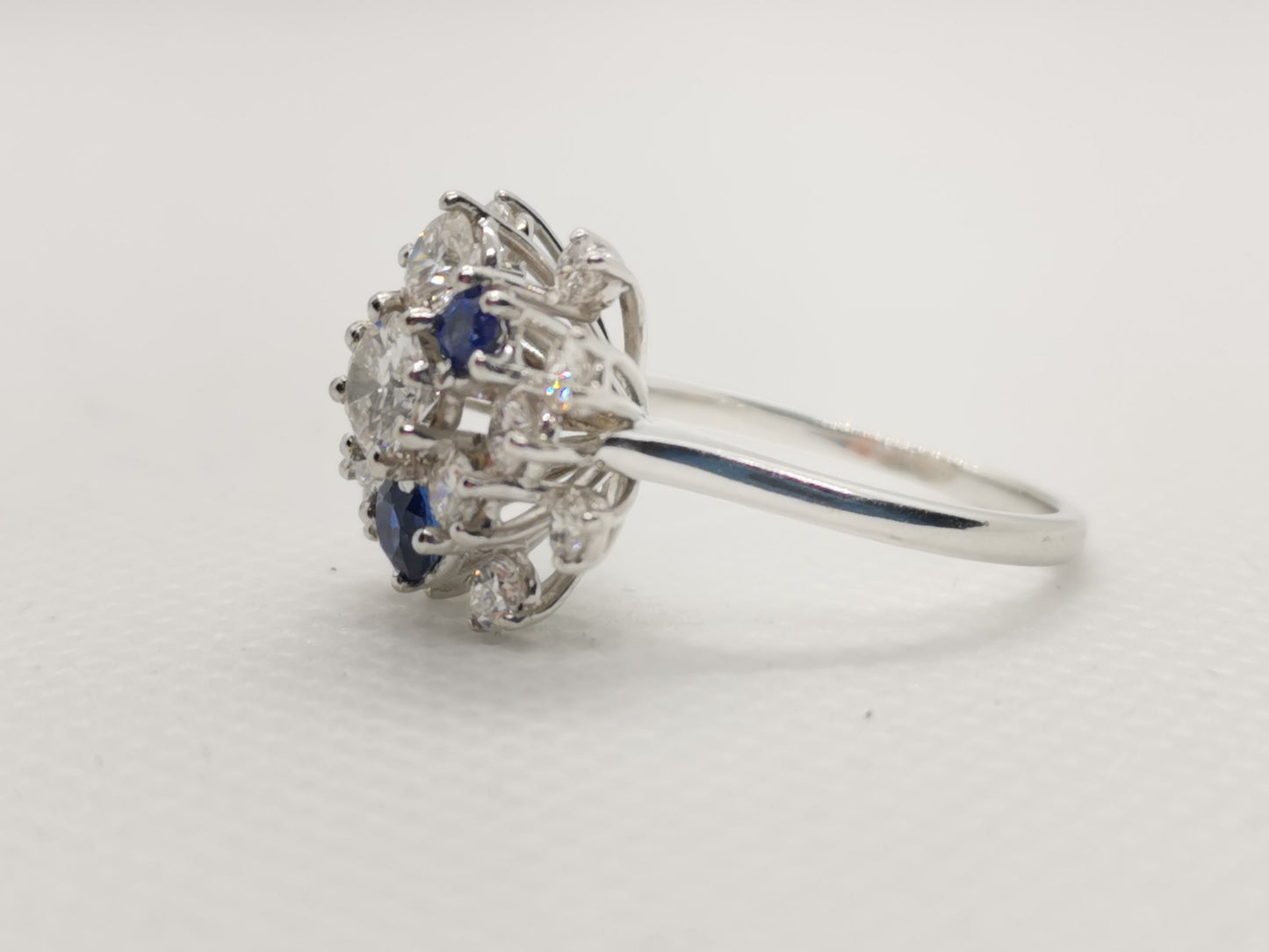High-Quality 18k White Gold Diamond & Sapphire Ring – Size L, 4.70g