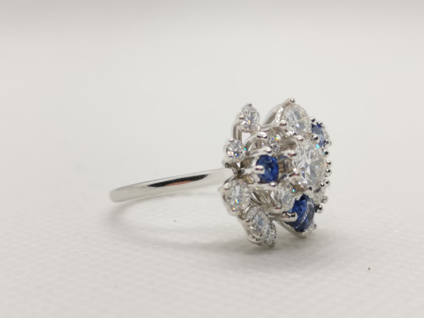 High-Quality 18k White Gold Diamond & Sapphire Ring – Size L, 4.70g