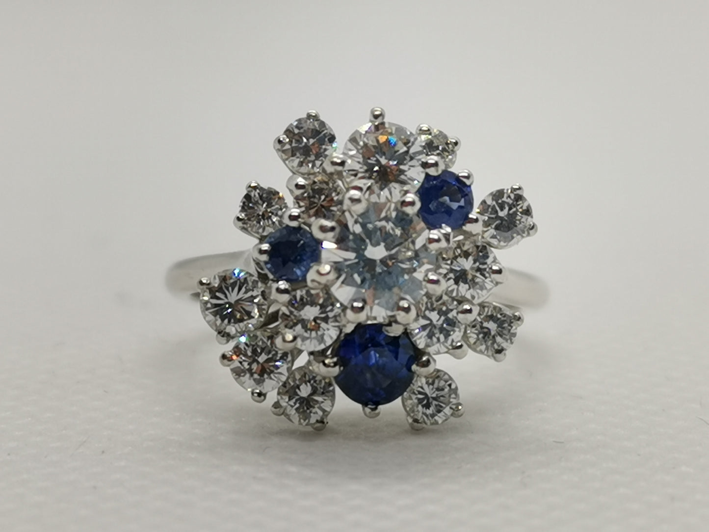 High-Quality 18k White Gold Diamond & Sapphire Ring – Size L, 4.70g