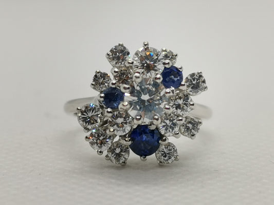 High-Quality 18k White Gold Diamond & Sapphire Ring – Size L, 4.70g